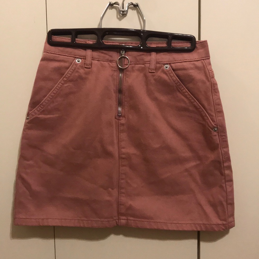 Topshop pink denim jean skirt